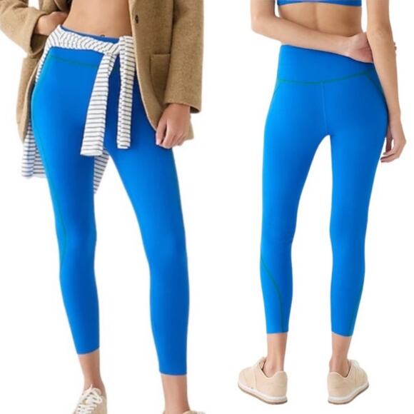 J. Crew Active SleekStretch High-Rise Running Leggings In Vibrant Blue/Green M - Picture 1 of 16